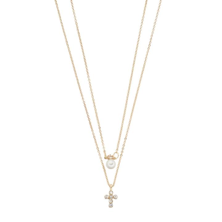 Lc Lauren Conrad Simulated Pearl & Cross Pendant Necklace Set, Women's, Gold