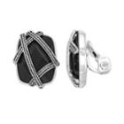 Napier Banded Rectangle Clip-on Earrings, Women's, Black
