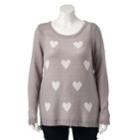 Plus Size Lc Lauren Conrad Lace-up Crewneck Sweater, Women's, Size: 1xl, Light Grey