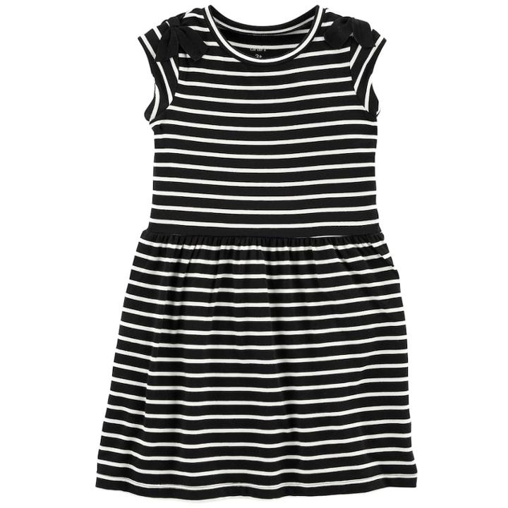 Girls 4-12 Carter's Striped Bow-shoulder Dress, Size: 6-6x, Black White Stripe