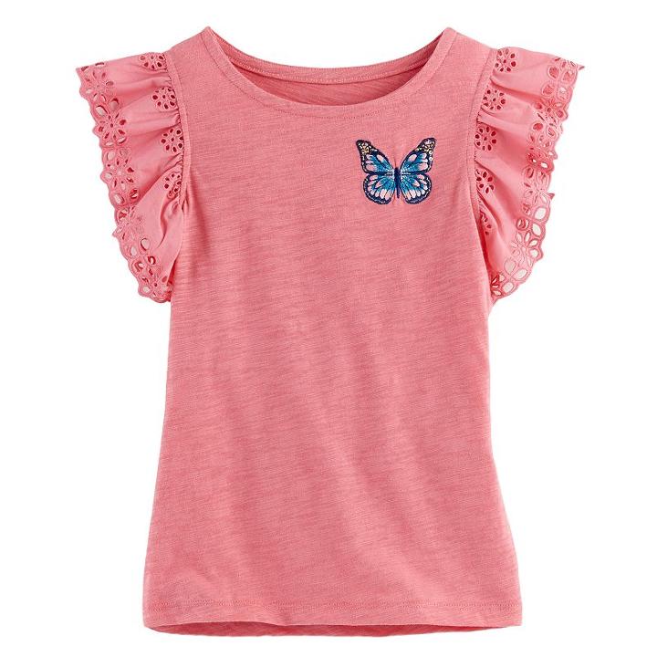 Girls 4-12 Sonoma Goods For Life&trade; Eyelet Flutter-sleeved Top, Girl's, Size: 12, Med Pink