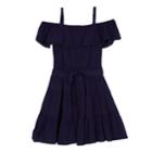 Girls 7-16 Iz Amy Byer Cold Shoulder Ruffled Tiered Dress, Size: 14, Blue (navy)