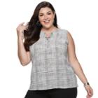 Plus Size Apt. 9&reg; Lace-up Georgette Tank, Women's, Size: 3xl, Natural