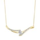 10k Gold 1/4 Carat T.w. Diamond Curved Bar Flower Necklace, Women's, Size: 17, White