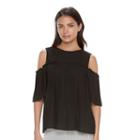 Women's Elle&trade; Pleated Cold-shoulder Top, Size: Xl, Black