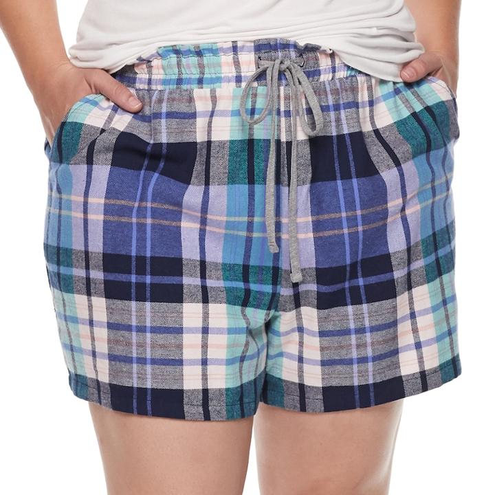 Plus Size Sonoma Goods For Life&trade; Printed Flannel Shorts, Women's, Size: 3xl, Dark Blue