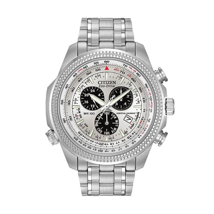 Citizen Eco-drive Men's Stainless Steel Perpetual Calendar Flight Watch - Bl5400-52a, Size: Xl, Grey