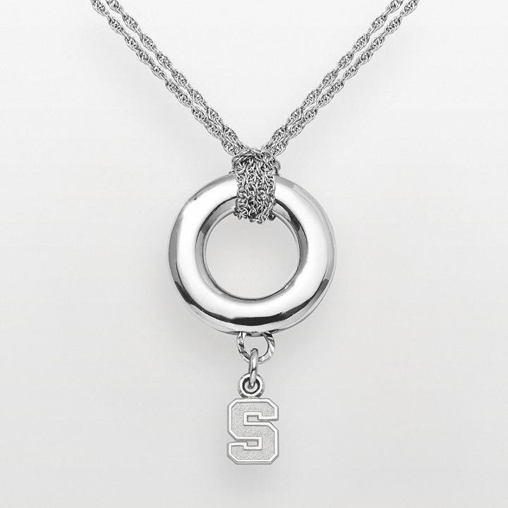 Michigan State Spartans Sterling Silver Halo Pendant, Women's, Size: 16, Grey
