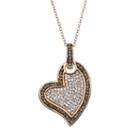 Sterling 'n' Ice Crystal 14k Rose Gold Over Silver Tilted Heart Pendant Necklace - Made With Swarovski Crystals, Women's, Size: 18, Brown