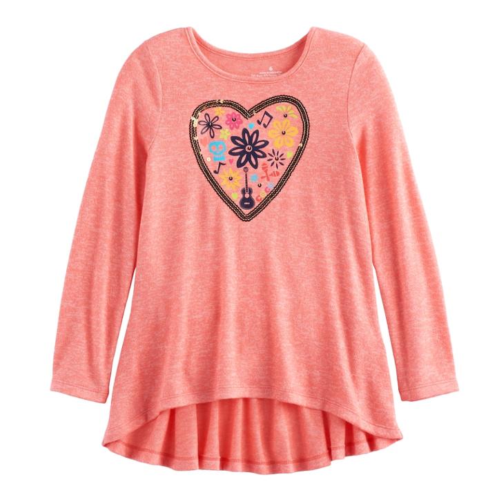 Disney / Pixar Coco Girls 4-7 Back Peplum Heart & Music Graphic Tee By Jumping Beans&reg;, Size: 4, Lt Orange