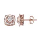 Simply Vera Vera Wang 14k Rose Gold 1/4 Carat T.w. Diamond Halo Stud Earrings, Women's, White