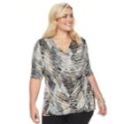 Plus Size Dana Buchman Wrap Top, Women's, Size: 1xl, Beig/green (beig/khaki)