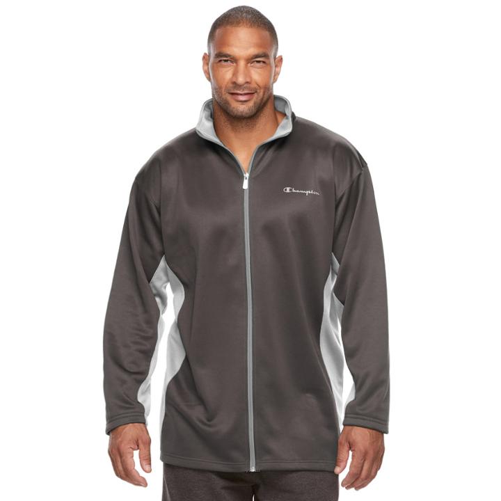 Big & Tall Champion Modern-fit Colorblock Fleece Jacket, Men's, Size: Xxl Tall, Grey (charcoal)