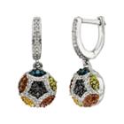 Sterling Silver Seven-tone 1/2-ct. T.w. Diamond Cluster Drop Earrings, Women's, Multicolor