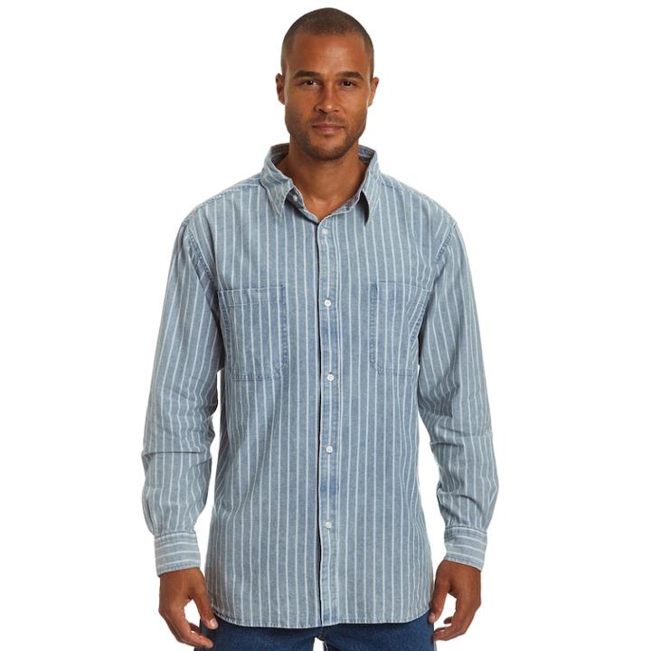 Men's Stanley Classic-fit Chambray Button-down Work Shirt, Size: Xxl, Dark Blue