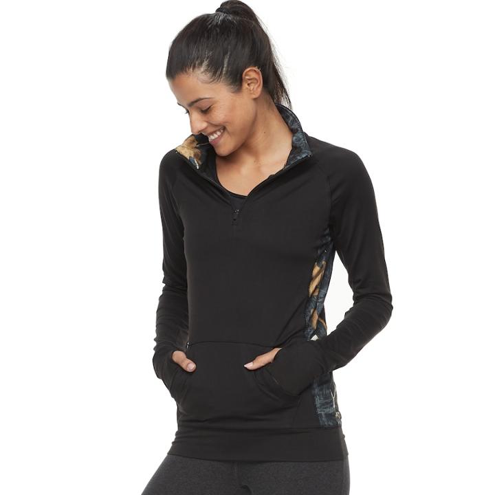 Women's Realtree Rise 1/4-zip Wind Shirt, Size: Small, Black