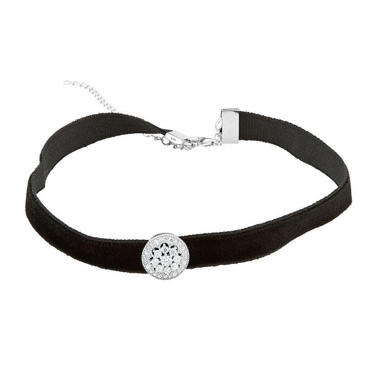 Sterling Silver Cubic Zirconia Cluster Choker Necklace, Women's, Size: 13, White