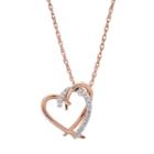 14k Rose Gold Over Silver 1/10 Carat T.w. Diamond Heart Pendant, Women's, White