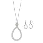Long Twisted Teardrop Pendant Necklace & Earring Set, Women's