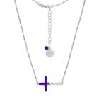 Lsu Tigers Sterling Silver Crystal Sideways Cross Necklace, Women's, Size: 18, Purple