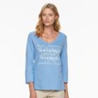 Women's Caribbean Joe Graphic Slubbed Tee, Size: Large, Blue Other