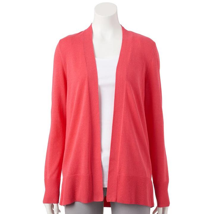 Women's Croft & Barrow&reg; Essential Open-front Cardigan, Size: Xl, Dark Pink