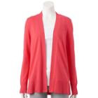 Women's Croft & Barrow&reg; Essential Open-front Cardigan, Size: Xl, Dark Pink