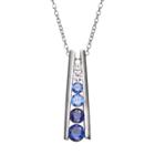 Lab-created And White Sapphire Sterling Silver Graduated Stick Pendant Necklace, Women's, Size: 18