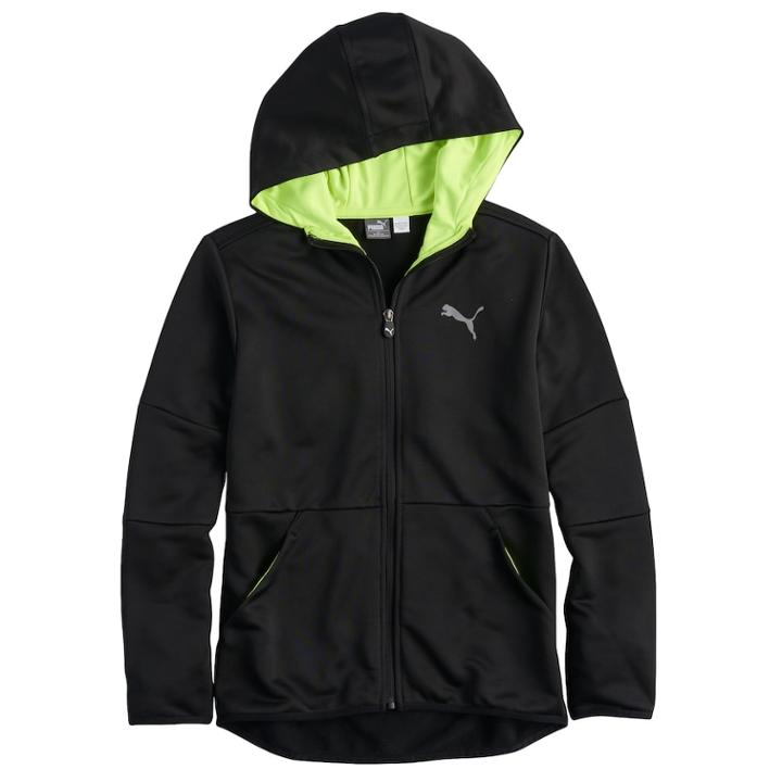 Boys 8-20 Puma Full-zip Hoodie, Size: Large, Black