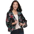 Juniors' Candie's&reg; Floral Kimono, Teens, Size: Small, Black