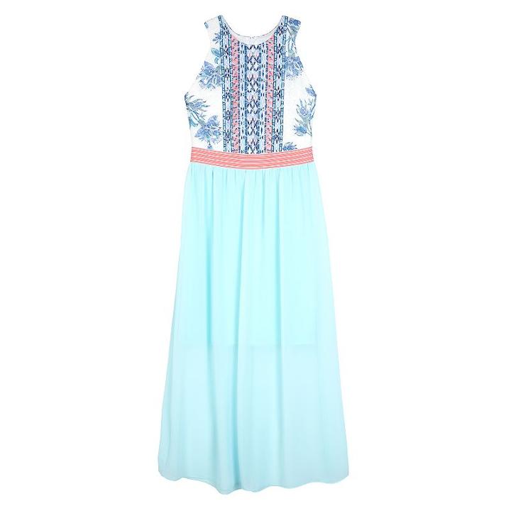 Girls 7-16 Iz Amy Byer Printed Lace Front Bodice Maxi Dress, Girl's, Size: 10, Ovrfl Oth