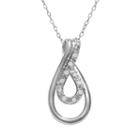 Sterling Silver 1/10-ct. T.w. Diamond Openwork Teardrop Pendant, Women's, Size: 18, White