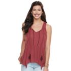 Juniors' Mudd&reg; Print Asymmetrical Tank, Girl's, Size: Xl, Med Red