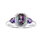 Sterling Silver Mystic Fire Topaz & Amethyst Accent Halo Ring, Women's, Size: 6, Purple