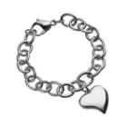 Steel City Stainless Steel Heart Charm Bracelet, Women's, Size: 8, Grey