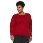 Plus Size Napa Valley Sparkly Cable-knit Sweater, Women's, Size: 2xl, Med Red