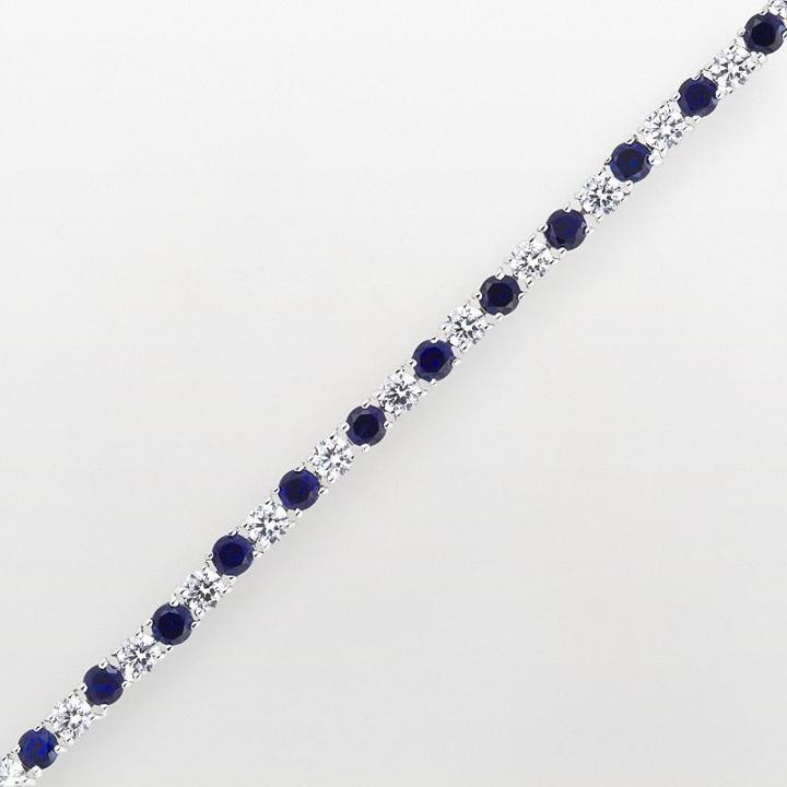 Diamonluxe Sterling Silver 6 2/5-ct. T.w. Simulated Diamond And Simulated Sapphire Tennis Bracelet, Women's, Blue