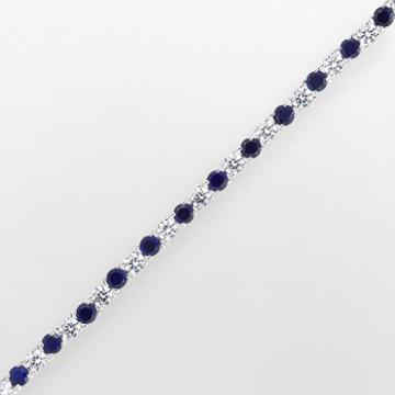 Diamonluxe Sterling Silver 6 2/5-ct. T.w. Simulated Diamond And Simulated Sapphire Tennis Bracelet, Women's, Blue