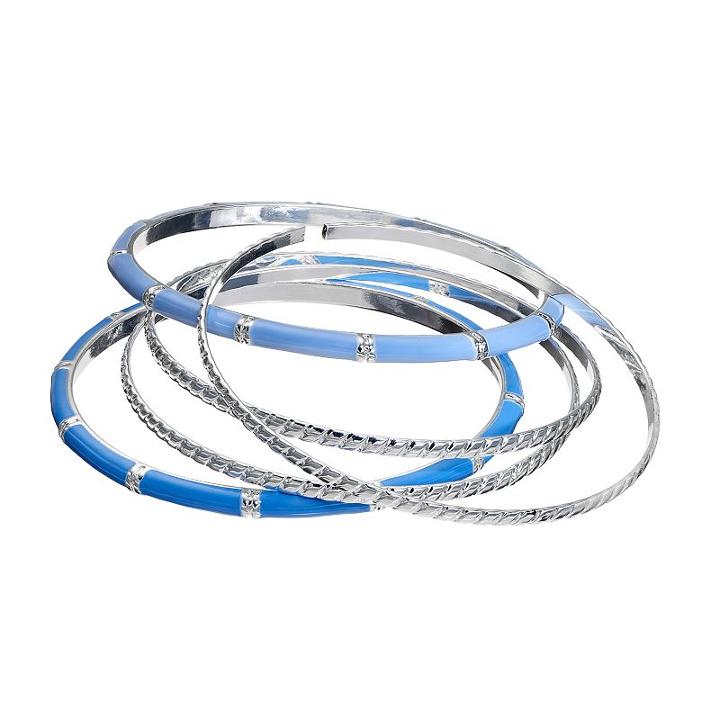 Lc Lauren Conrad Blue & Textured Bangle Bracelet Set, Women's