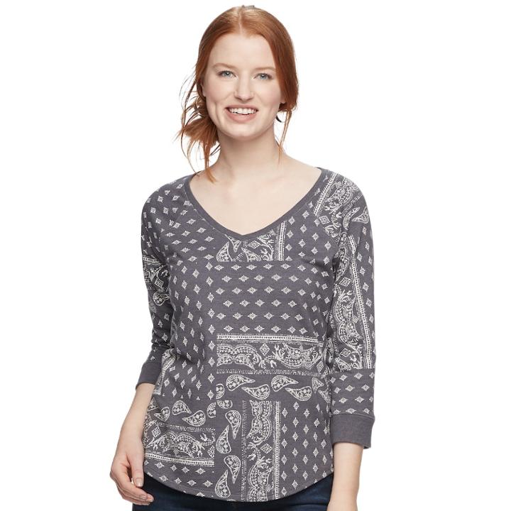 Women's Sonoma Goods For Life&trade; Drop Sleeve V-neck Sweatshirt, Size: Xxl, Light Grey