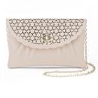 Lenore By La Regale Perforated Floral Envelope Clutch, Women's, Beig/green (beig/khaki)