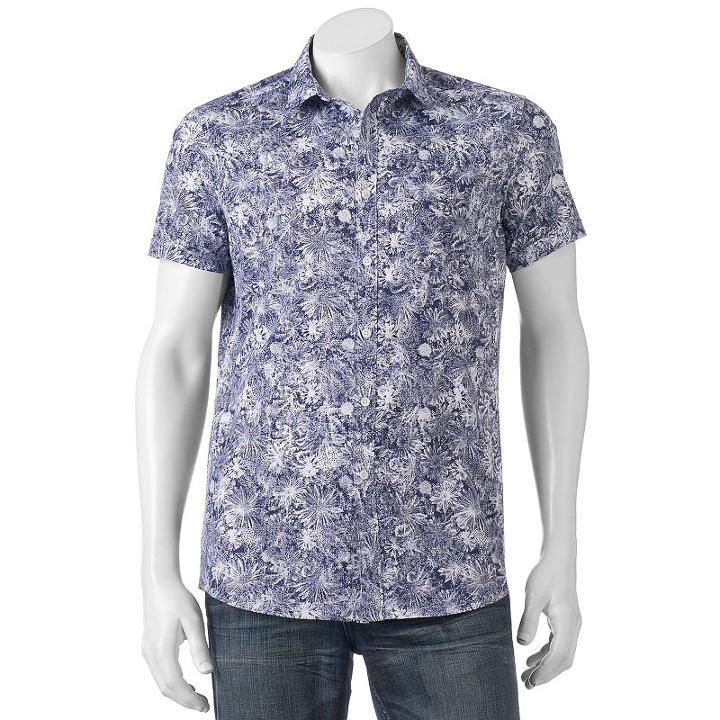 Men's Marc Anthony Slim-fit Stretch Button-down Shirt, Size: Xl, Blue