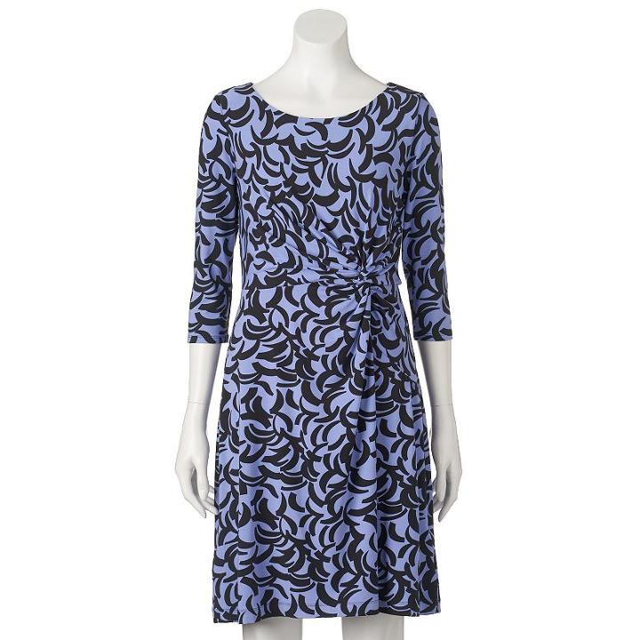 Women's Dana Buchman Printed Knot-front Dress, Size: Xl, Med Blue