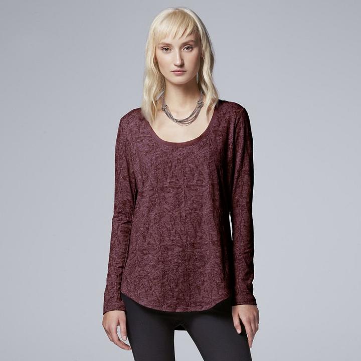Women's Simply Vera Vera Wang Jacquard Top, Size: Medium, Purple