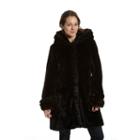 Women's Excelled Hooded Faux-fur Jacket, Size: Small, Black