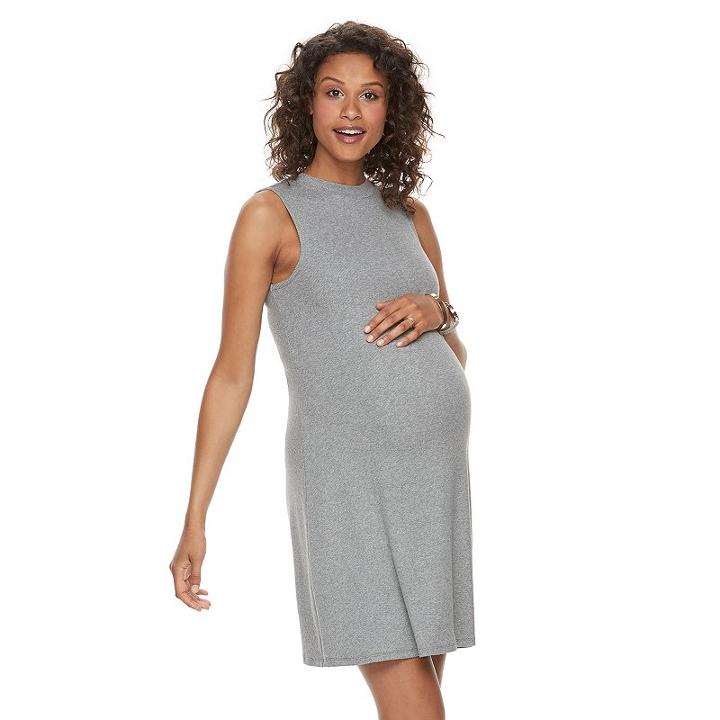 Maternity A:glow Ribbed Swing Dress, Women's, Size: S-mat, Dark Grey