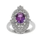 Sterling Silver Amethyst And 1/10-ct. T.w. Diamond Ring, Adult Unisex, Size: 7, Purple