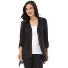 Women's Ab Studio Chiffon Trim Cardigan, Size: Xlrg Av/rg, Black
