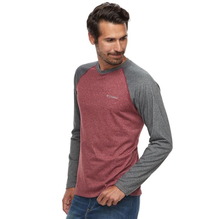 Men's Columbia Wildberry Classic-fit Colorblock Omni-wick Raglan Tee, Size: Large, Med Red