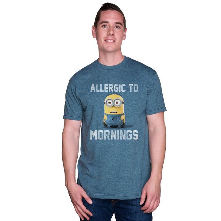 Men's Despicable Me Minion Allergic To Mornings Tee, Size: Xl, Blue (navy)